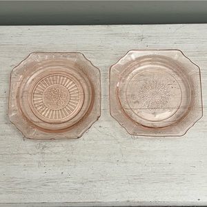 Vintage Pink Depression Glass Small Salad Plates/Dishes Mayfair and Princess